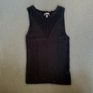 Black Express Sleeveless Ribbed Sweater Tank, Size Small